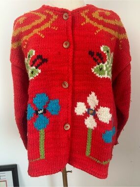 VTG SCARLETT BEGONIA Knit Wool Cardigan